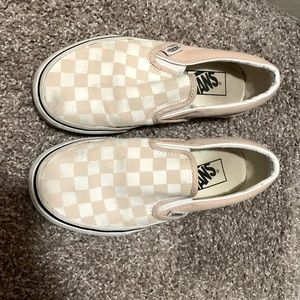 Light pink checkered vans
